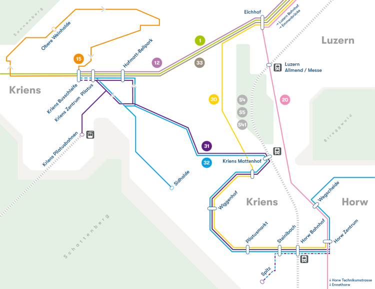 Übersichtskarte Luzern Süd